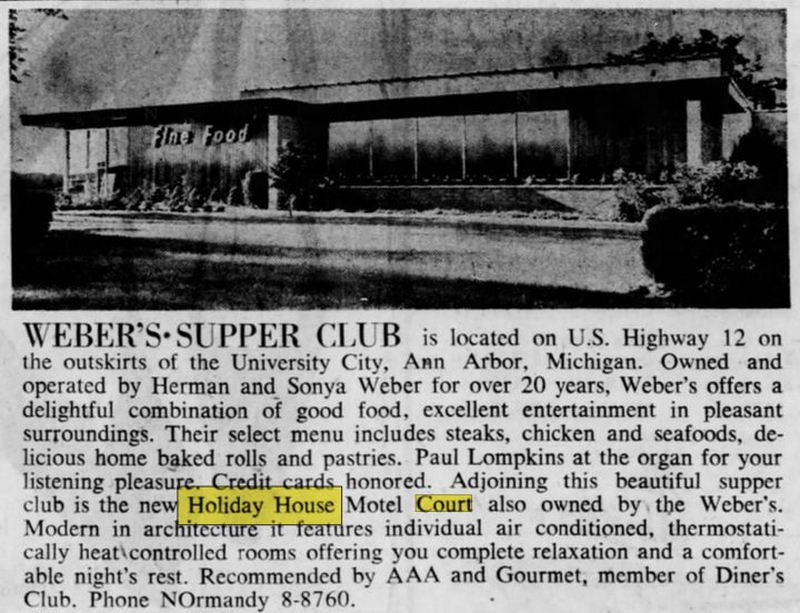 Webers Holiday House Motel - Oct 1961 Article